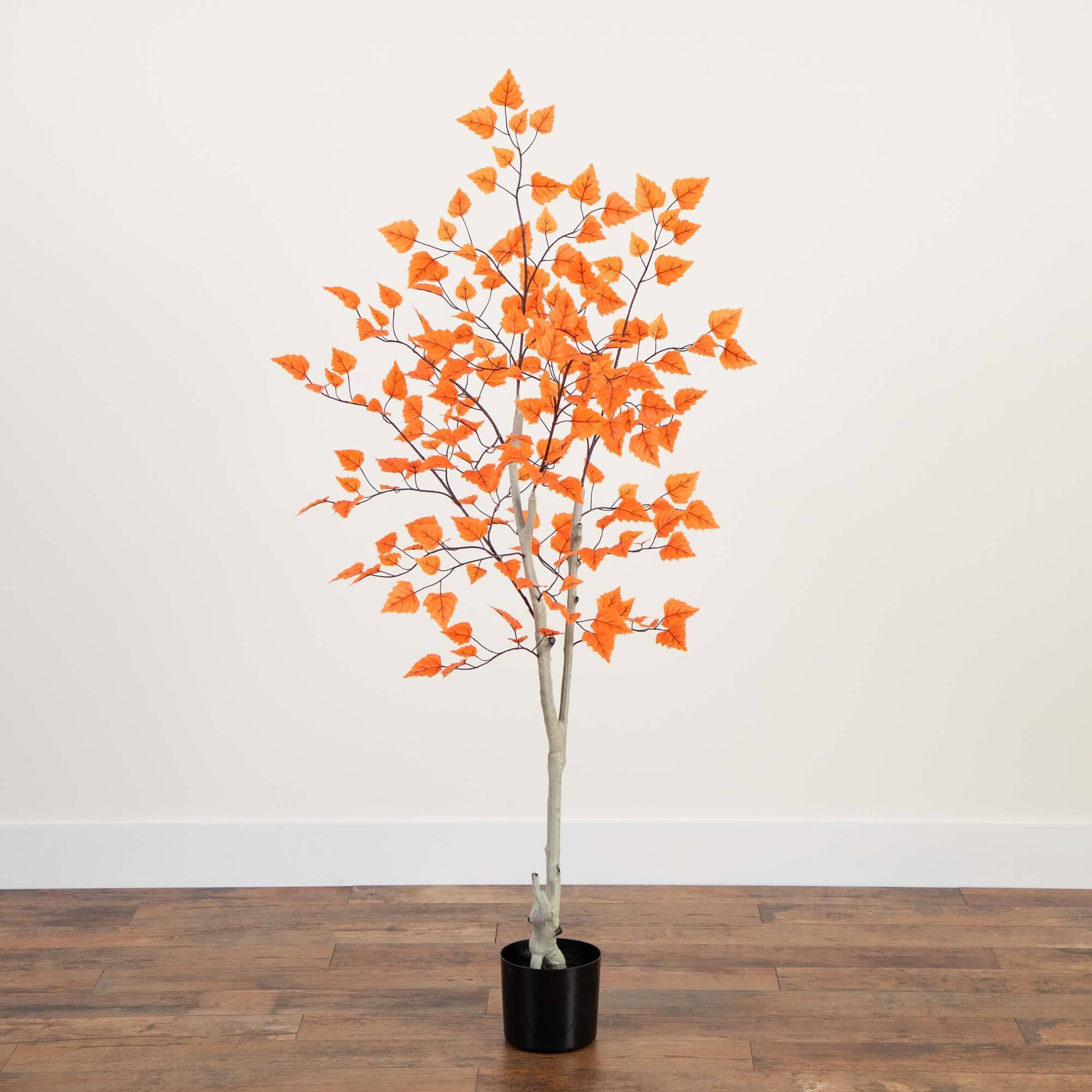 5ft. Autumn Paper Birch Artificial Fall Tree